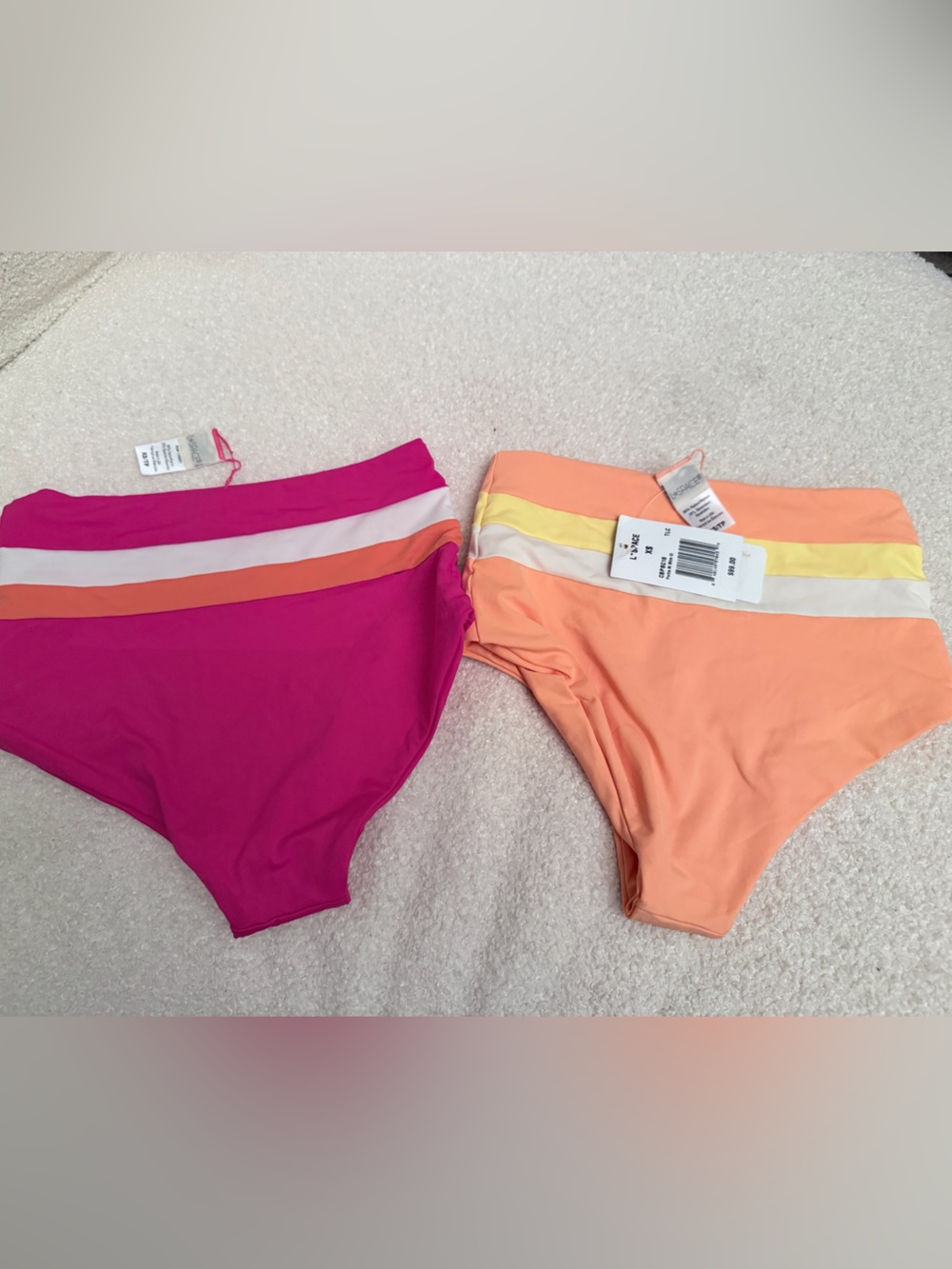 l*space Colorblock High-Waist Swim Shorts in Fuchsia & Peach